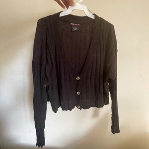 trendy threads black sweater cardigan